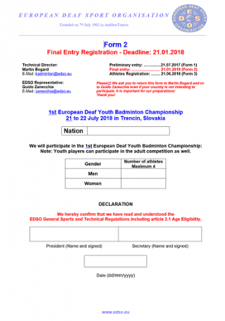 Stiahnite si Form 2 - Final Entry Registration