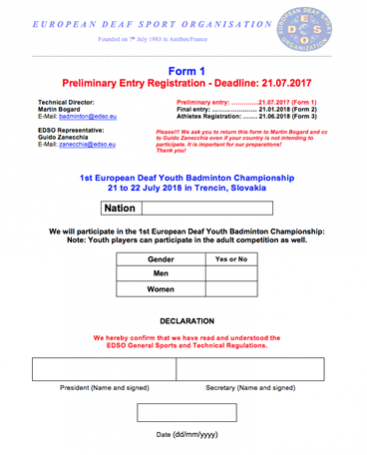 Stiahnite si Form 1 - Youth Preliminary Entry Registration
